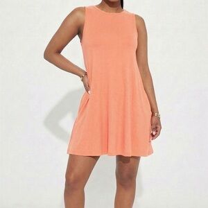 mittoshop Sleeveless Peach Tank Dress Bamboo Swing Dress Kentucky Derby Dress